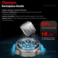 Montre de plongée solaire NORTH EDGE TRITON-TI en titane et acier inoxydable, montre à quartz de luxe pour homme, étanche 300 m, autonomie de plus de 180 jours 3