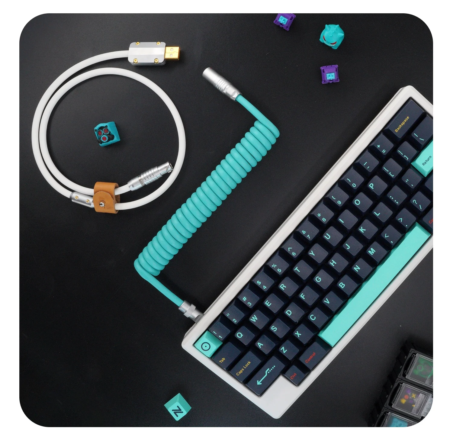 

Off-the-shelf GeekCable custom keyboard data Helix rear aero insert super elastic rubber Tiffany + White