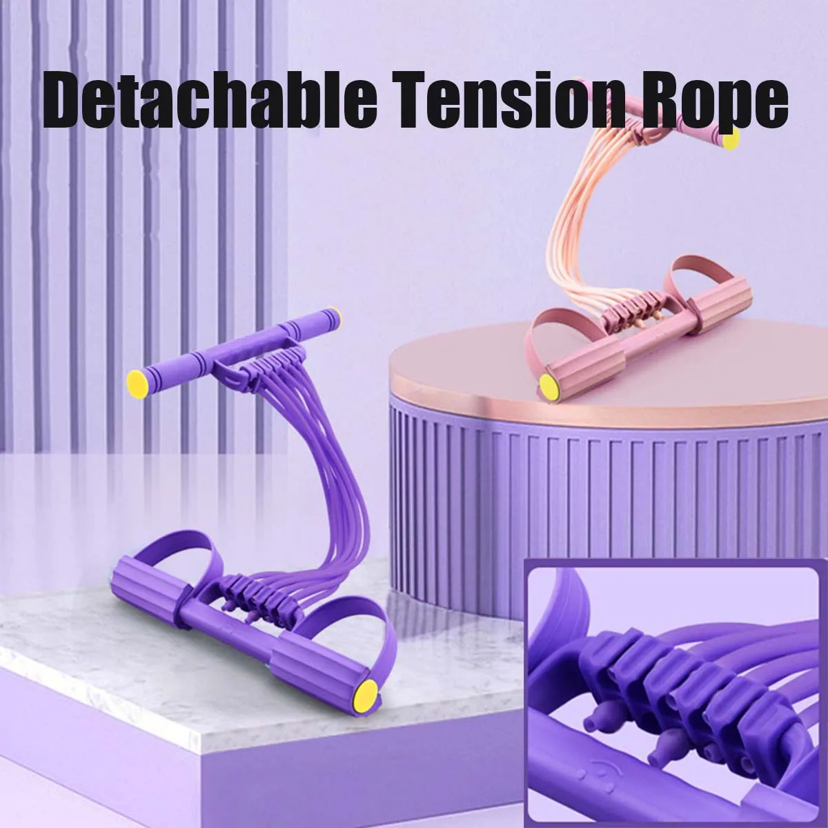 

10-Tube Tension Rope Multi-Functional Pedal Tensioner Rope Puller Resistance Band Fitness Equipment Yoga Abdominal Strengthening