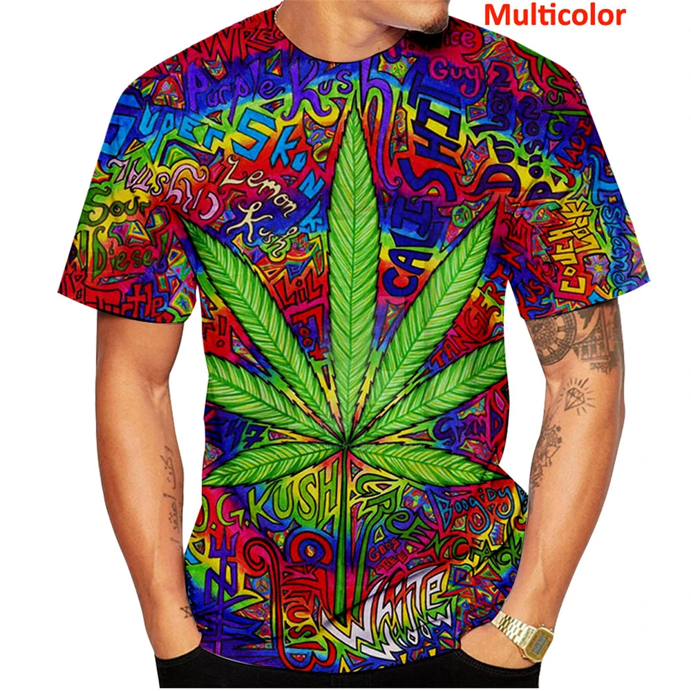 2024 Summer Men\'s clothing Hipster Weeds Green Leaves Men Women T Shirt 3D Print Seaside Casual Funny T Shirts Plus Size XXS-6XL