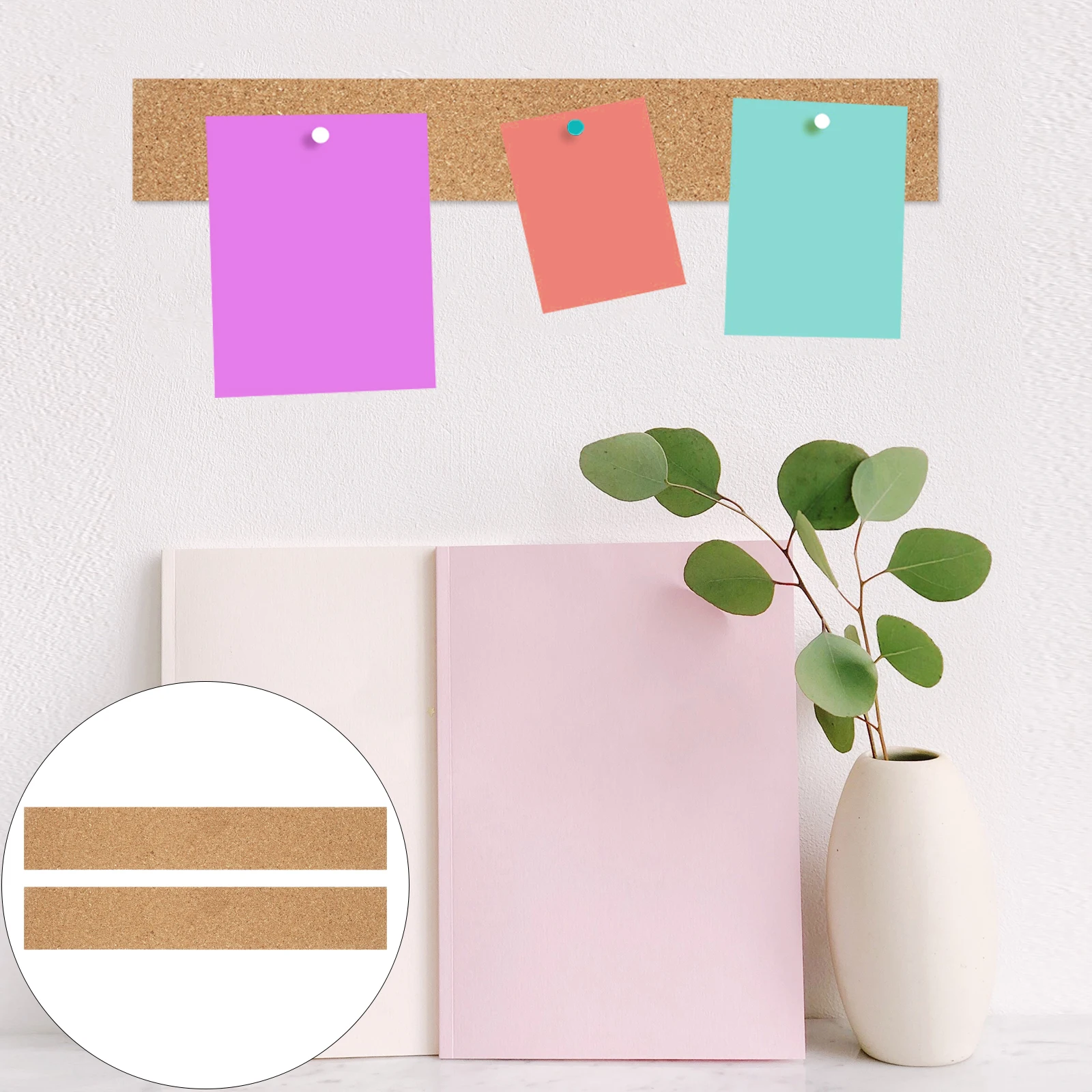 2 Pcs Ceramic Tile Cork Strip Wall Sticker Office Bulletin Board Multipurpose Boards for