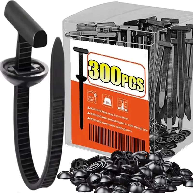 Cables Tie Universal Nylon Tie with Pin Button Fasteners Plastic Self-Locking Motorcycle Car  Black Fastening Strap Cable Tie image 5