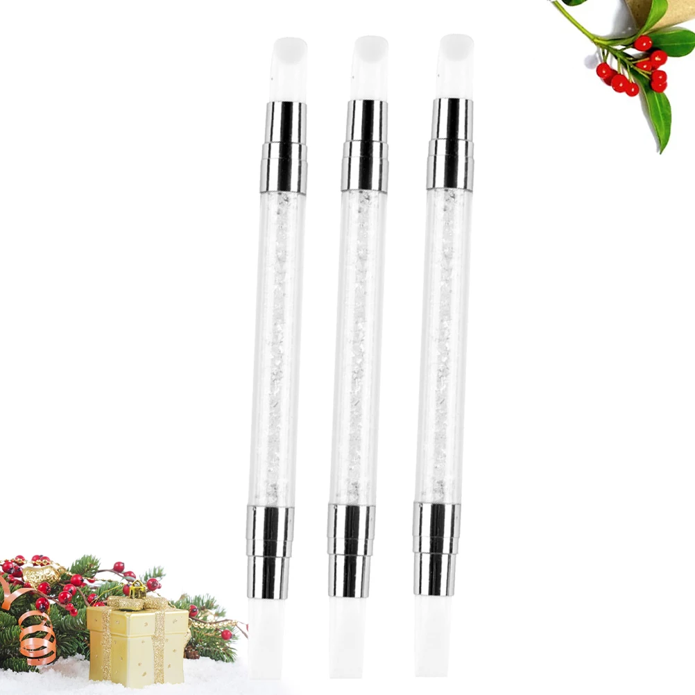 

3pcs Art Silicone Pens Double Head Manicure Tool Carving Clay Painting Dotting Decoration Brush Soft Handle Gift For Lovers