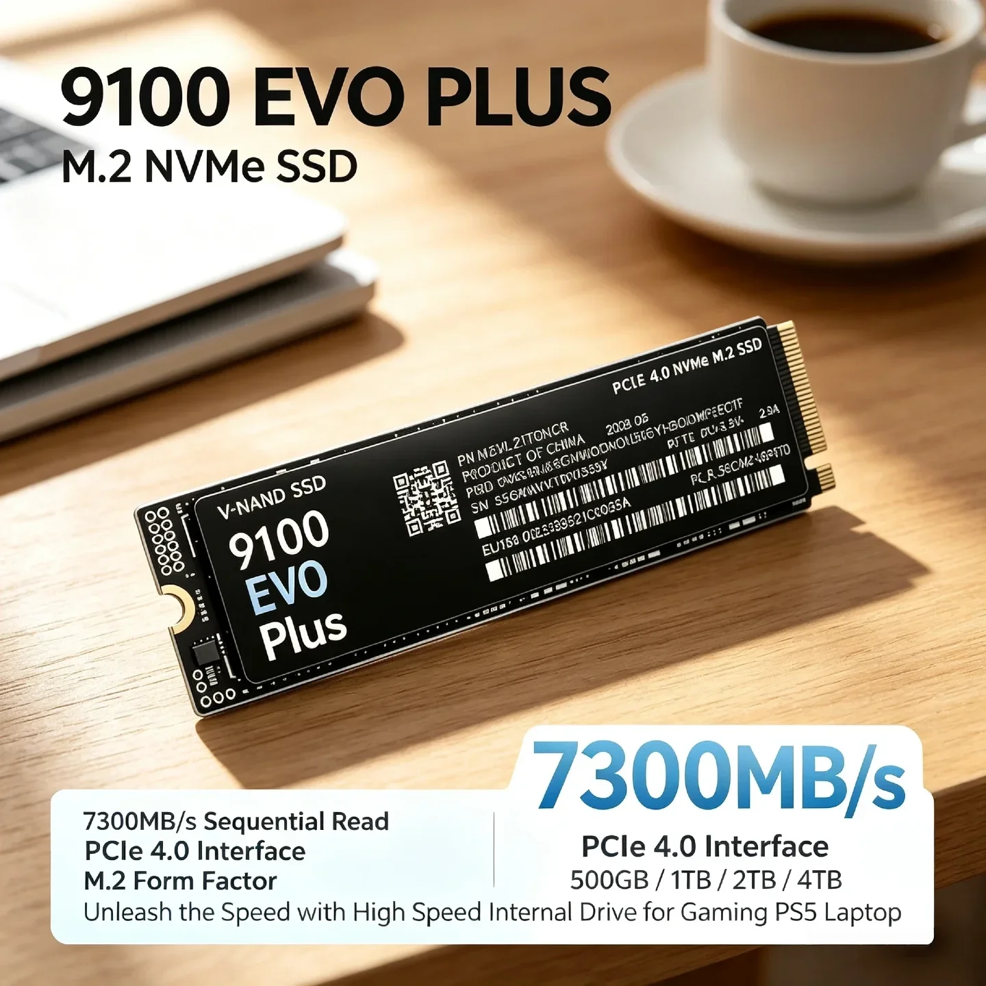 7300MB/s 9100 EVO PLUS M.2 NVMe SSD – Load Games in Seconds with PCIe 4.0 High Speed Drive for PS5 Laptop Desktop 1TB 2TB 4TB