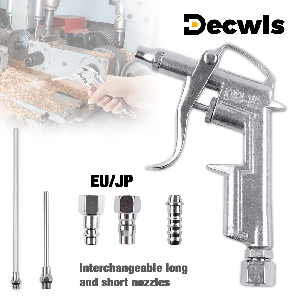 Air Blow Gun Interchangeable Long and Short Nozzles, Dust Removal Cleaning Tool,EU/JP Interfaces ,For Air Compressor Accessories