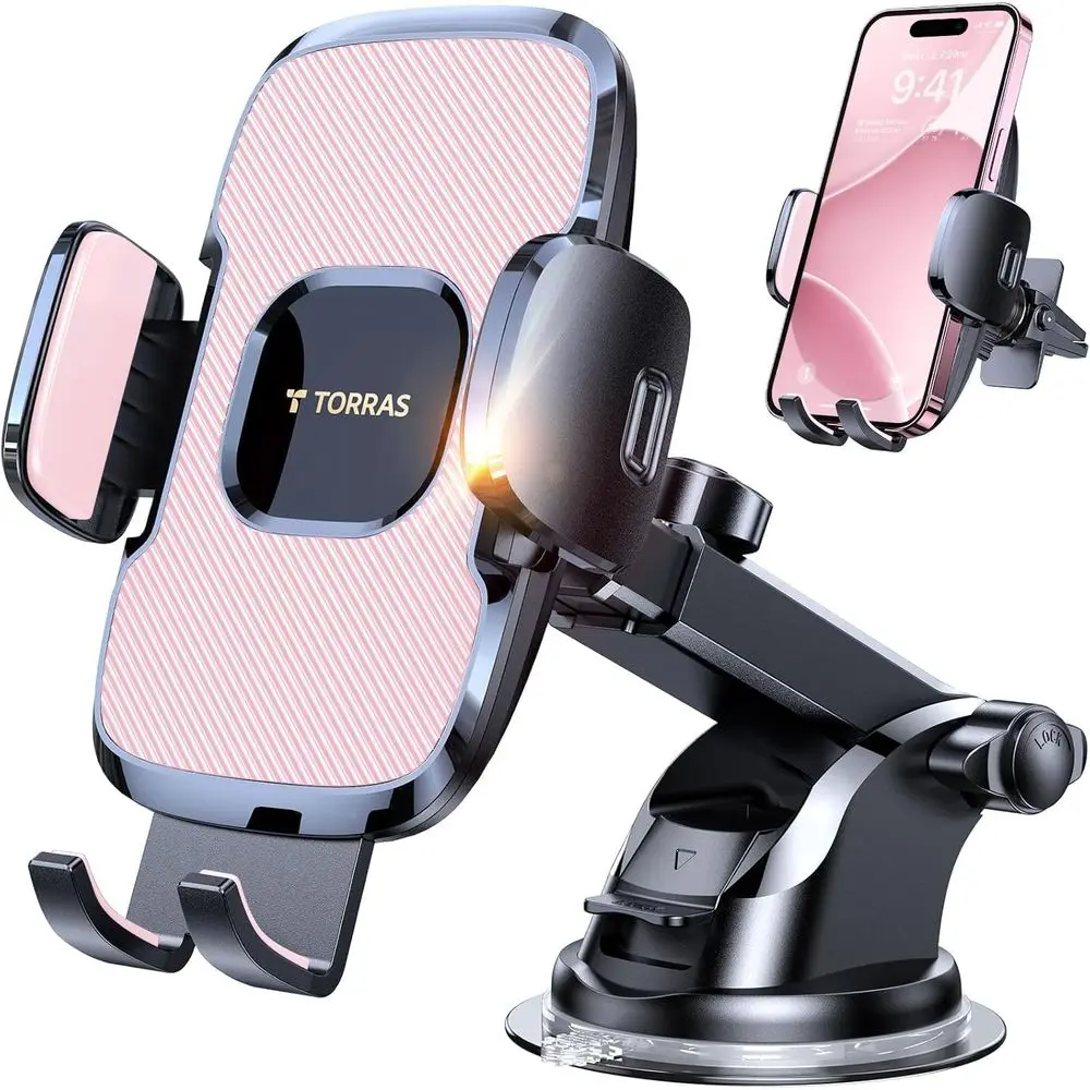 

Ultra-Durable Suction Car Phone Holder, Strongest Mount for Vehicle, Pink Car Accessories