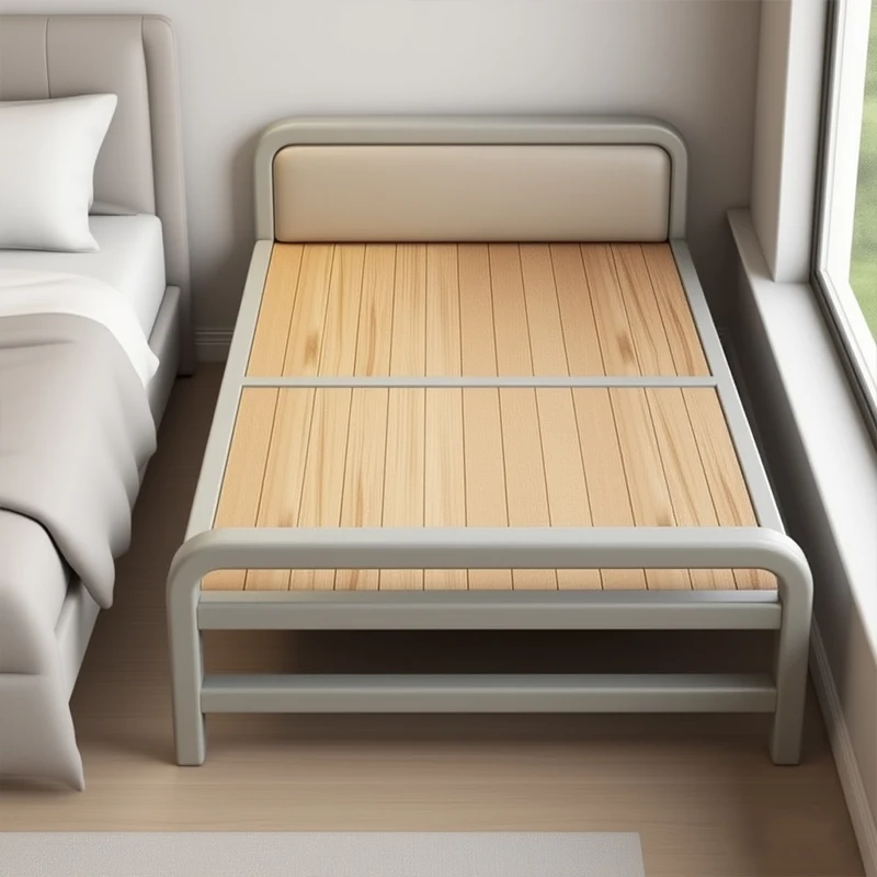 

Solid wood folding bed 1.5 meters single bed rental room with tatami bed frame nanny old-fashioned hard board