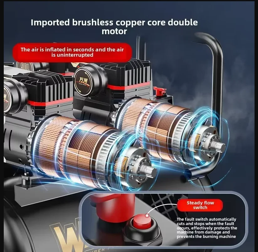 220V Portable Industrial Grade Woodworking Silent High Pressure Air Compressor Pump Air Compressors DA