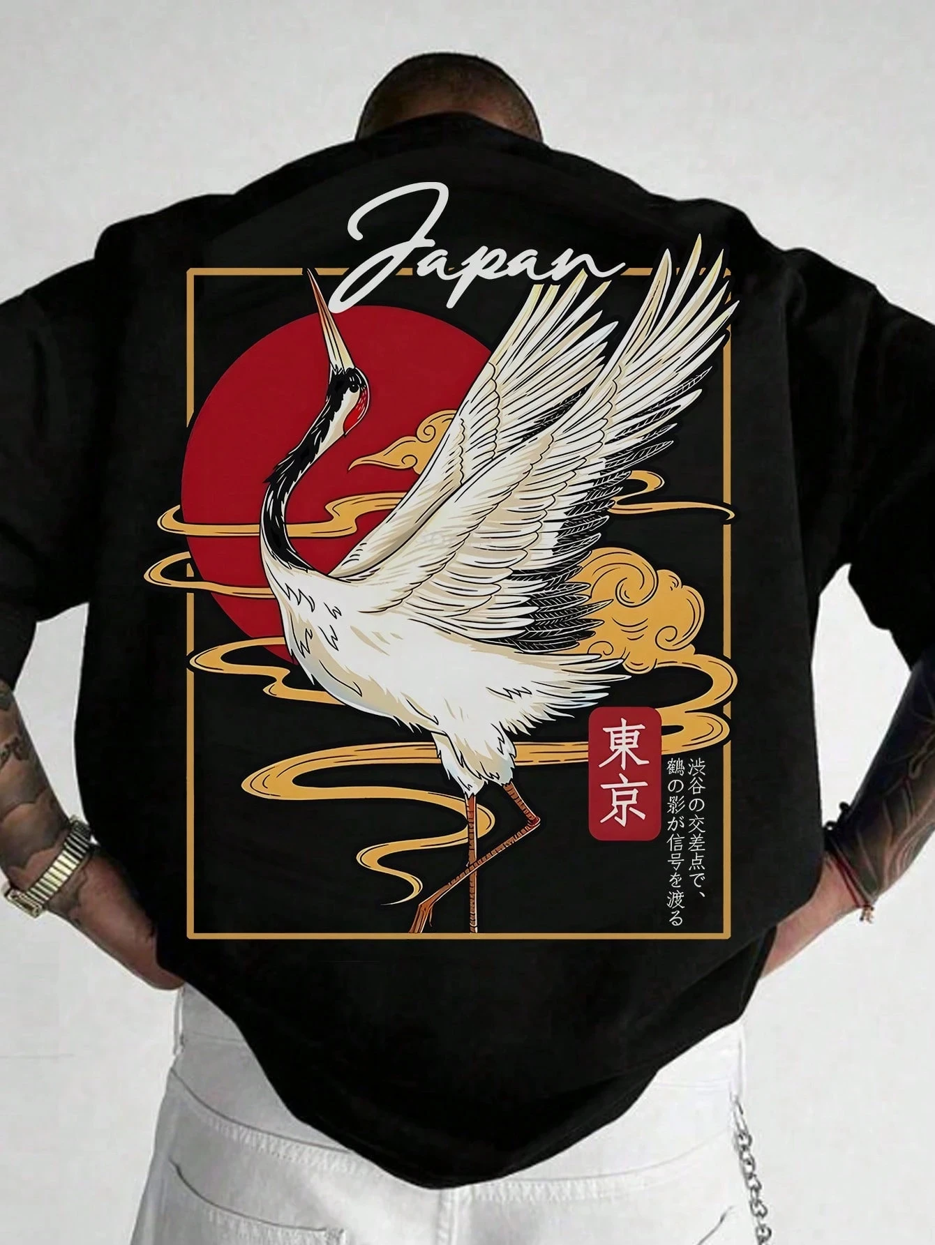 2026 Summer Fashion New Japanese Crane Dance Outdoor Leisure Sports Cotton Printed Breathable Quick Drying T-shirt Large