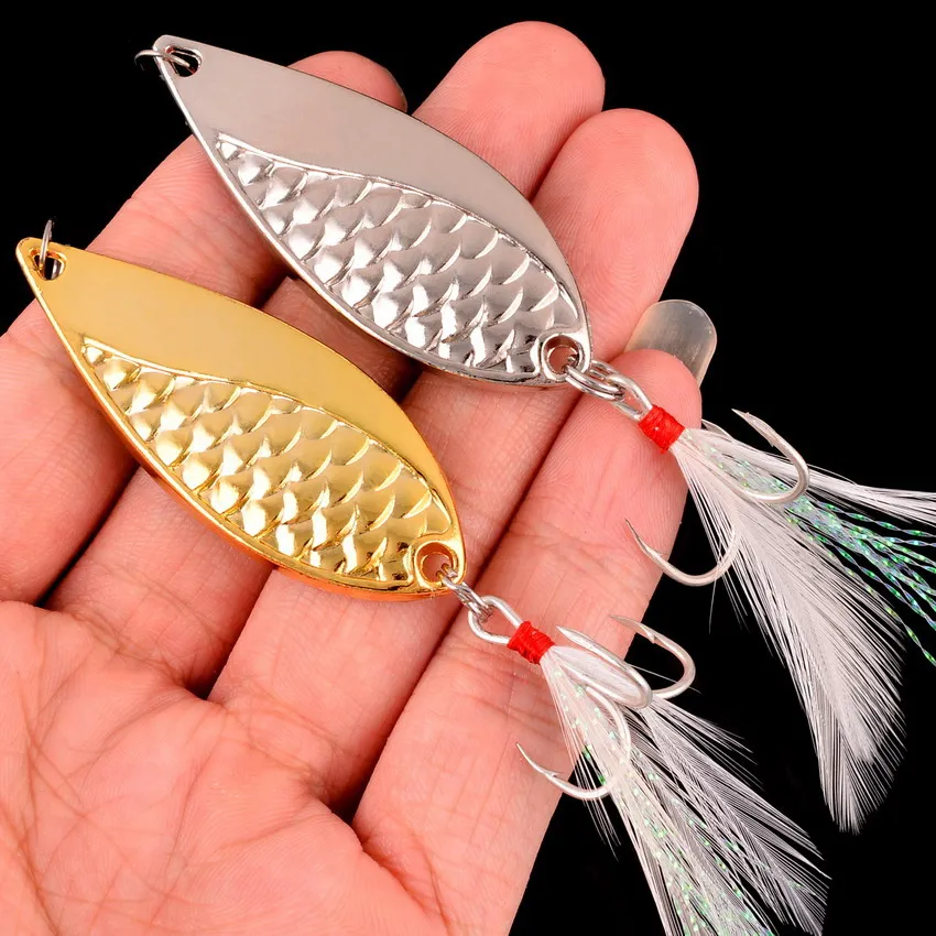 1PCS Metal Spinner Spoon Trout Fishing Lure Hard Bait Sequins Noise Paillette Artificial Bait Hard Sequins Spinner Ring Hook