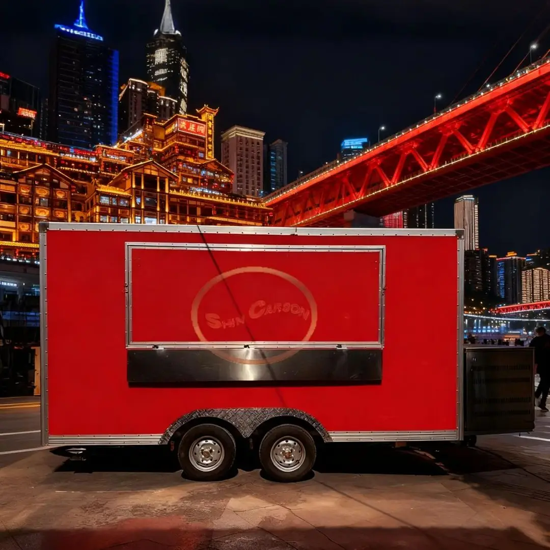 

Large Capacity Outdoor Street Vendor Towing Snack Cart Mobile Food Trailer Commercial Fast Food Vending Truck Easy to Assemble