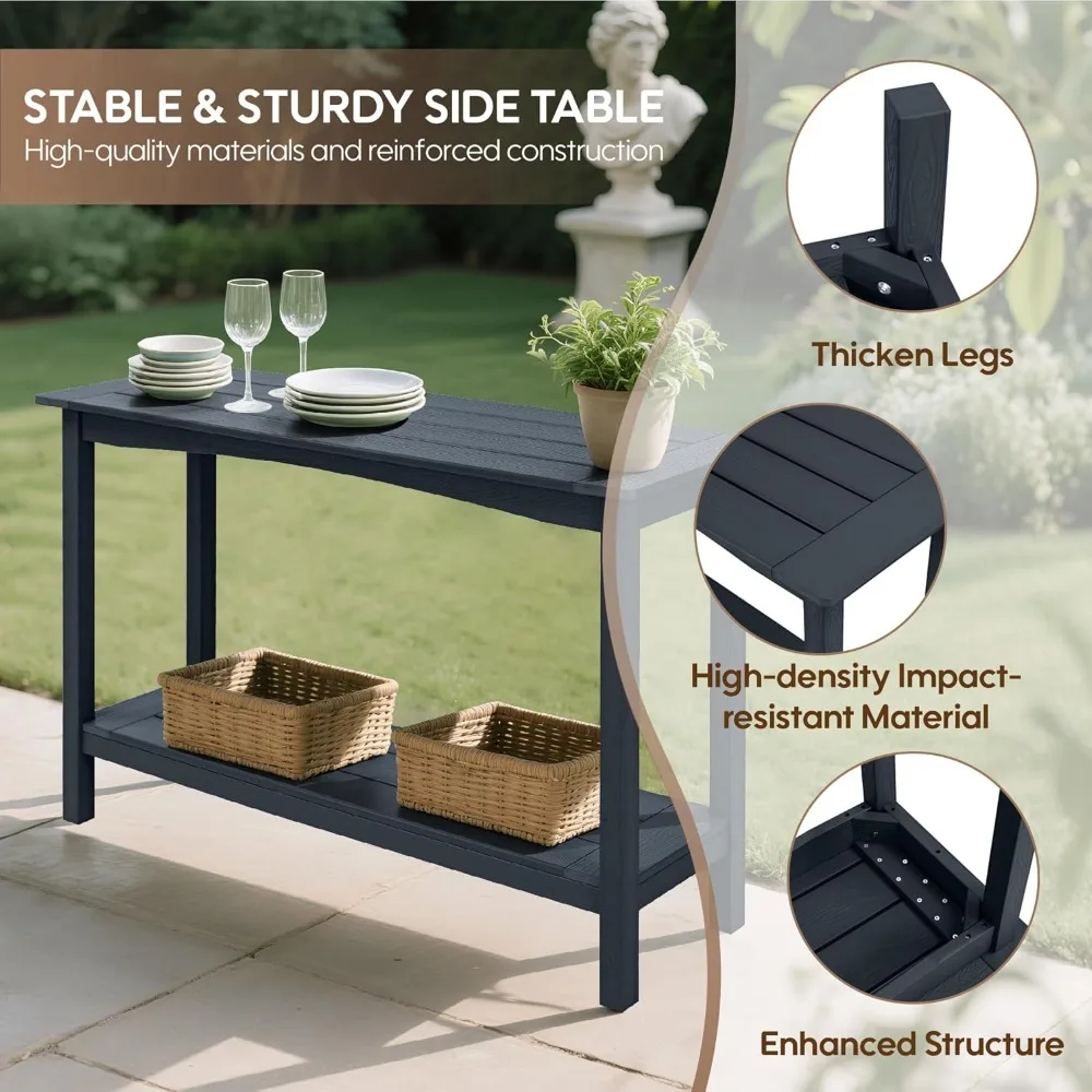 

Weatherproof HIPS Outdoor Console Table, 48'' 2-Shelf Side Table Indoor/Outdoor Use, Multifunctional Buffet Table, Customized