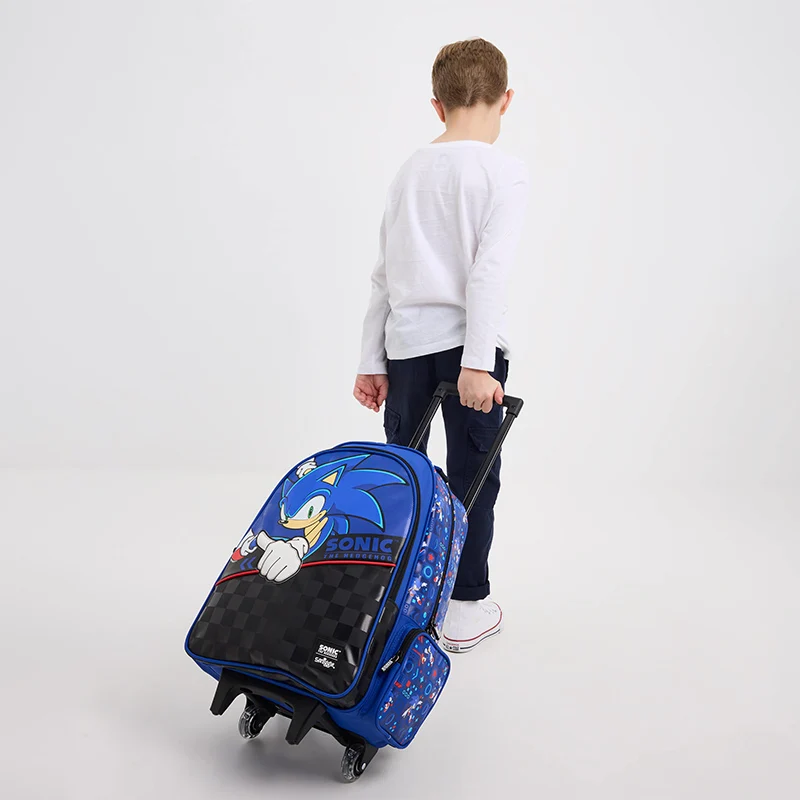 Genuine Australia Smiggle Trolley Backpack Children School Bag Sonic Backpack Trolley With Light Up Wheels Student Gift