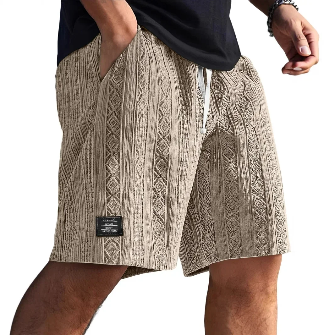 Pantaloni corti da uomo comodi e casual Texture Logo della moda Pantaloncini da spiaggia per uso quotidiano Pantaloncini estivi per il tempo libero da uomo con fantasia elegante