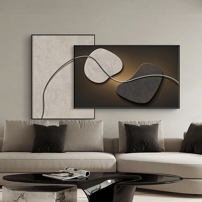 

Led lamp abstract Italian minimalist modern niche art sense living room decorative painting sofa background wall painting