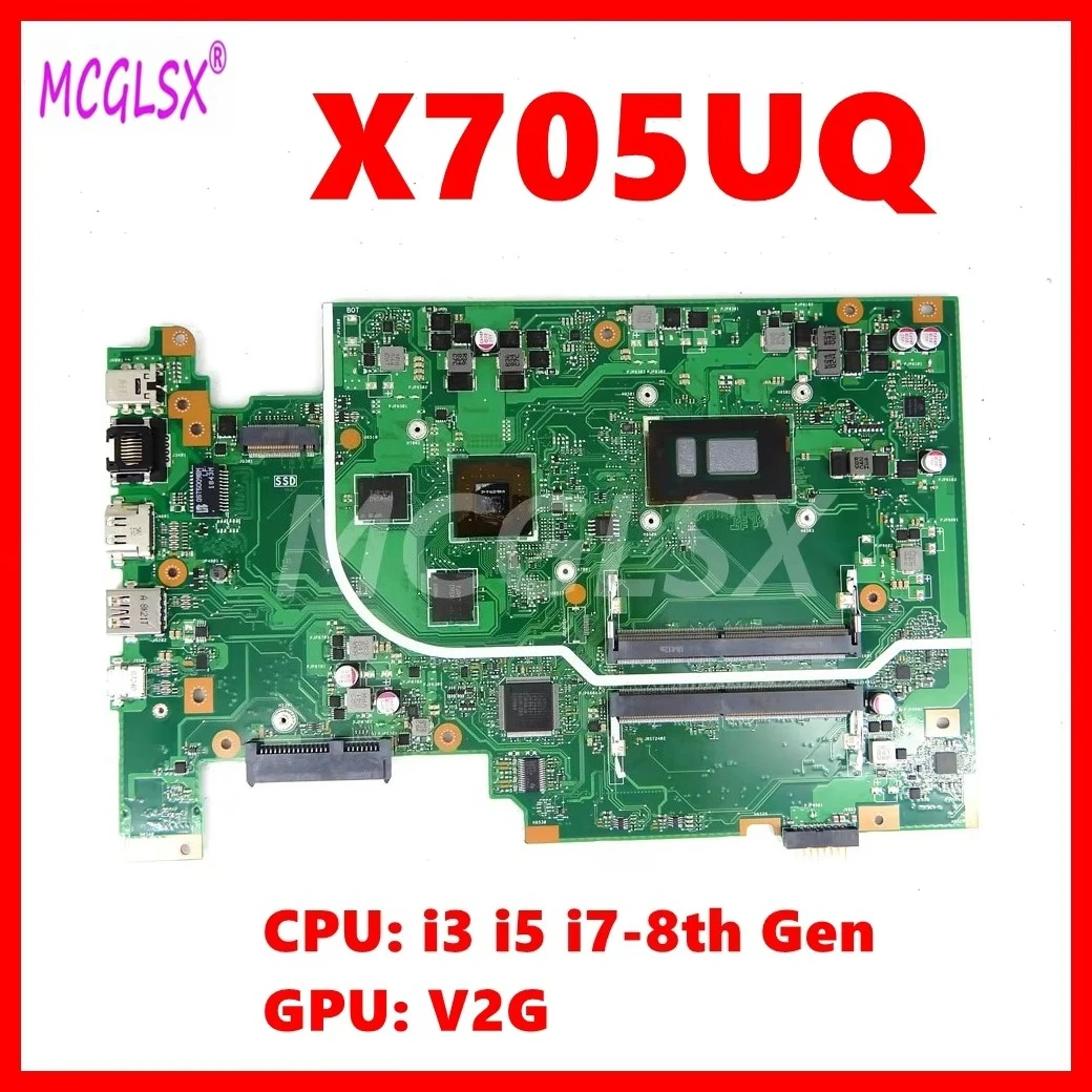 X705UQ i3 i5 i7-8th Gen CPU V2G GPU Laptop Motherboard For Asus X705UA X705UNR X705UBR X705UN X705UV X705UQR X705UQ Mainboard
