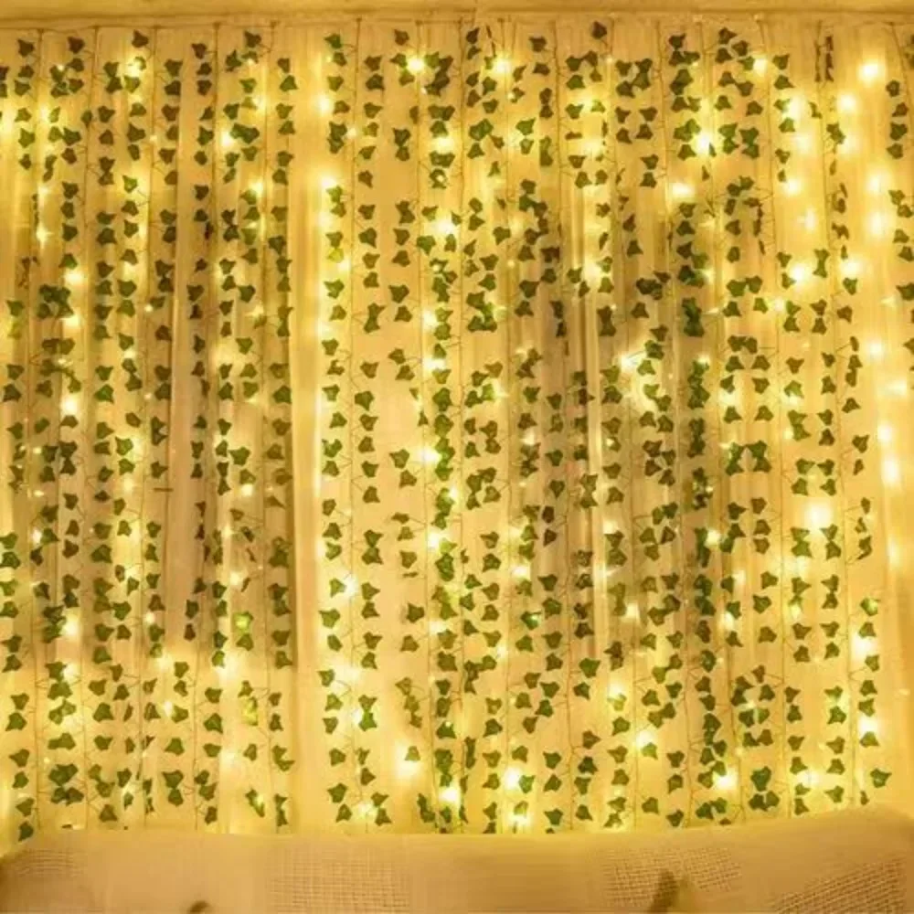 3M USB مابل ليف الستار أضواء اللبلاب الاصطناعي الأخضر ورقة جارلاند الجنية ضوء سلسلة للداخلية في الهواء الطلق الزفاف الجدار الديكور