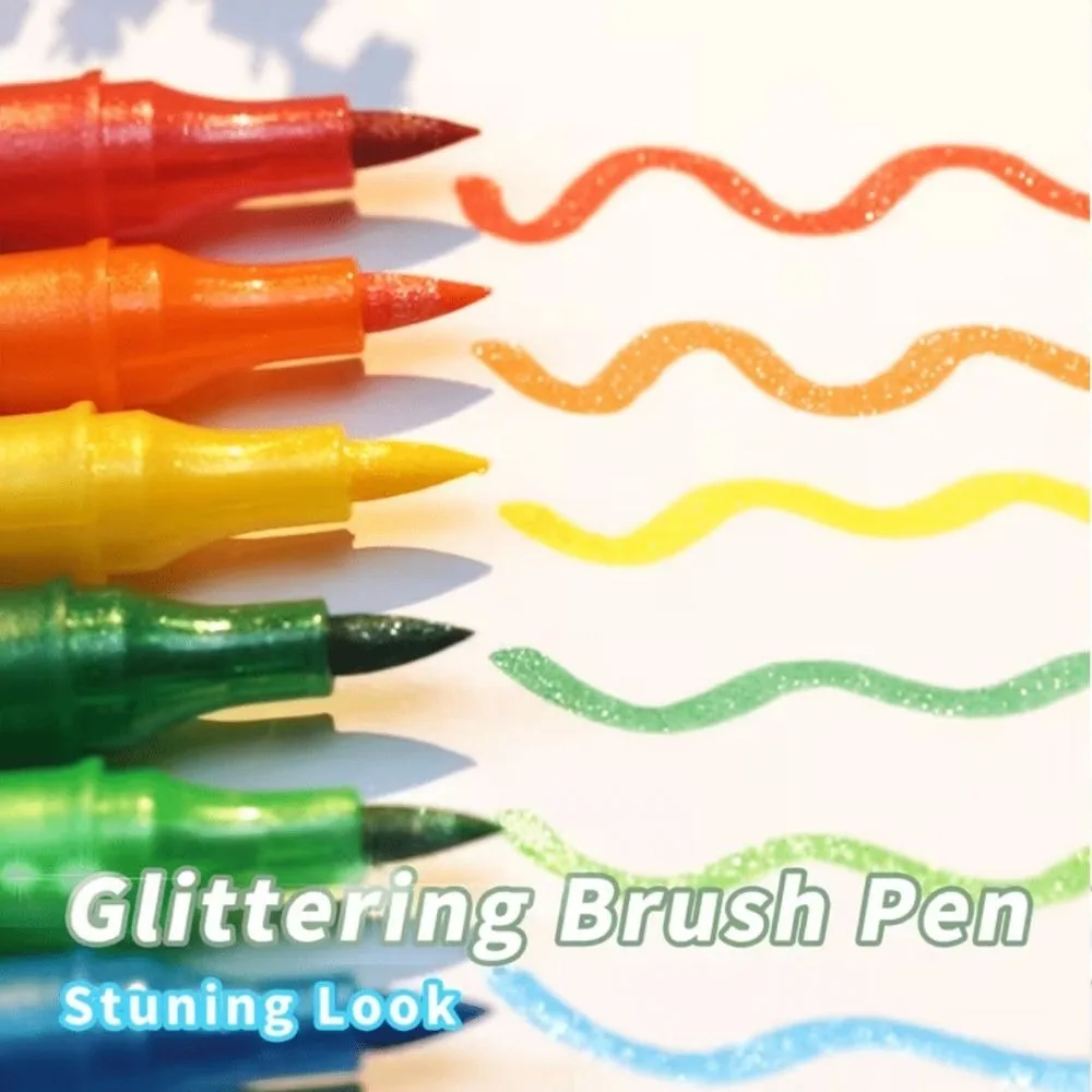 24/48/72/96 Colors Double-Ended Glitter Pens Colorful Quickly Dry Acrylic Marker Pen Glue-Like Ink Soft Tip Watercolor Pen DIY