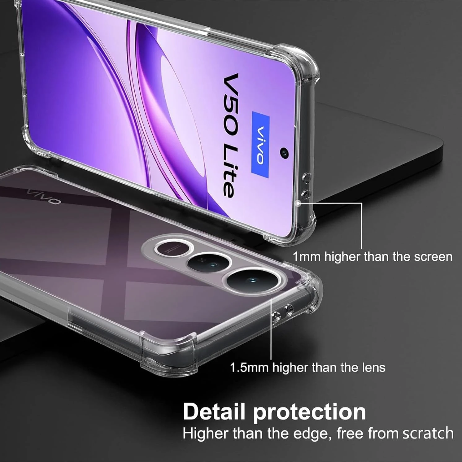 TPU Transparent Case for Vivo V50 Lite 5G Protective Cover Four Corners Shockproof Bumper Coque Fundas
