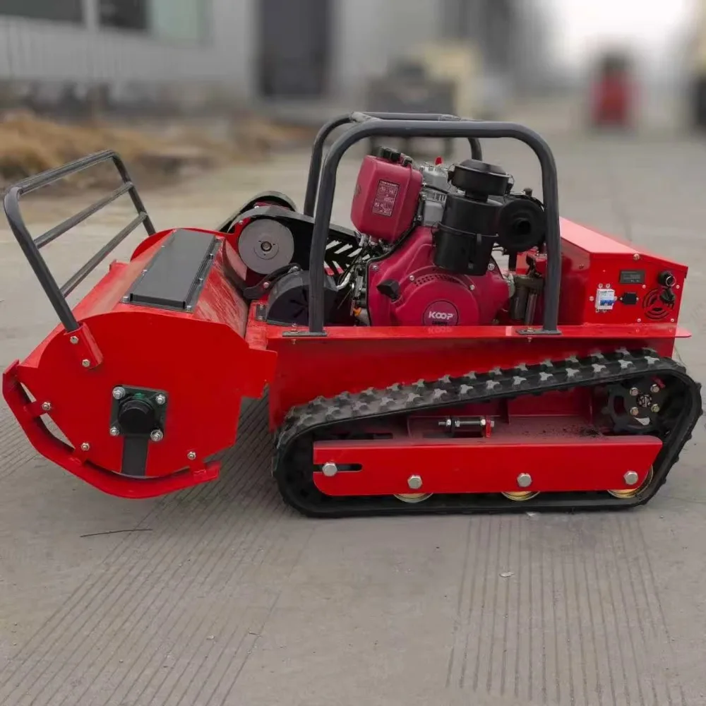 Remote Control Crawler Lawn Mower - Powerful Engine for Slopes & Orchards, CE Certified