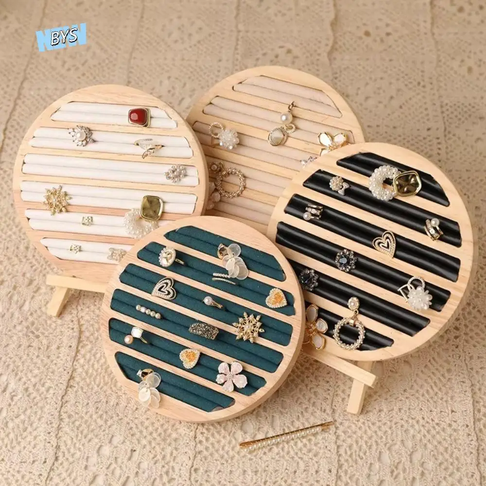 

Round Shape Jewelry Display Rack Velvet Lining Necklace Bracelet Ring Earring Holder Display Plate Storage Tray