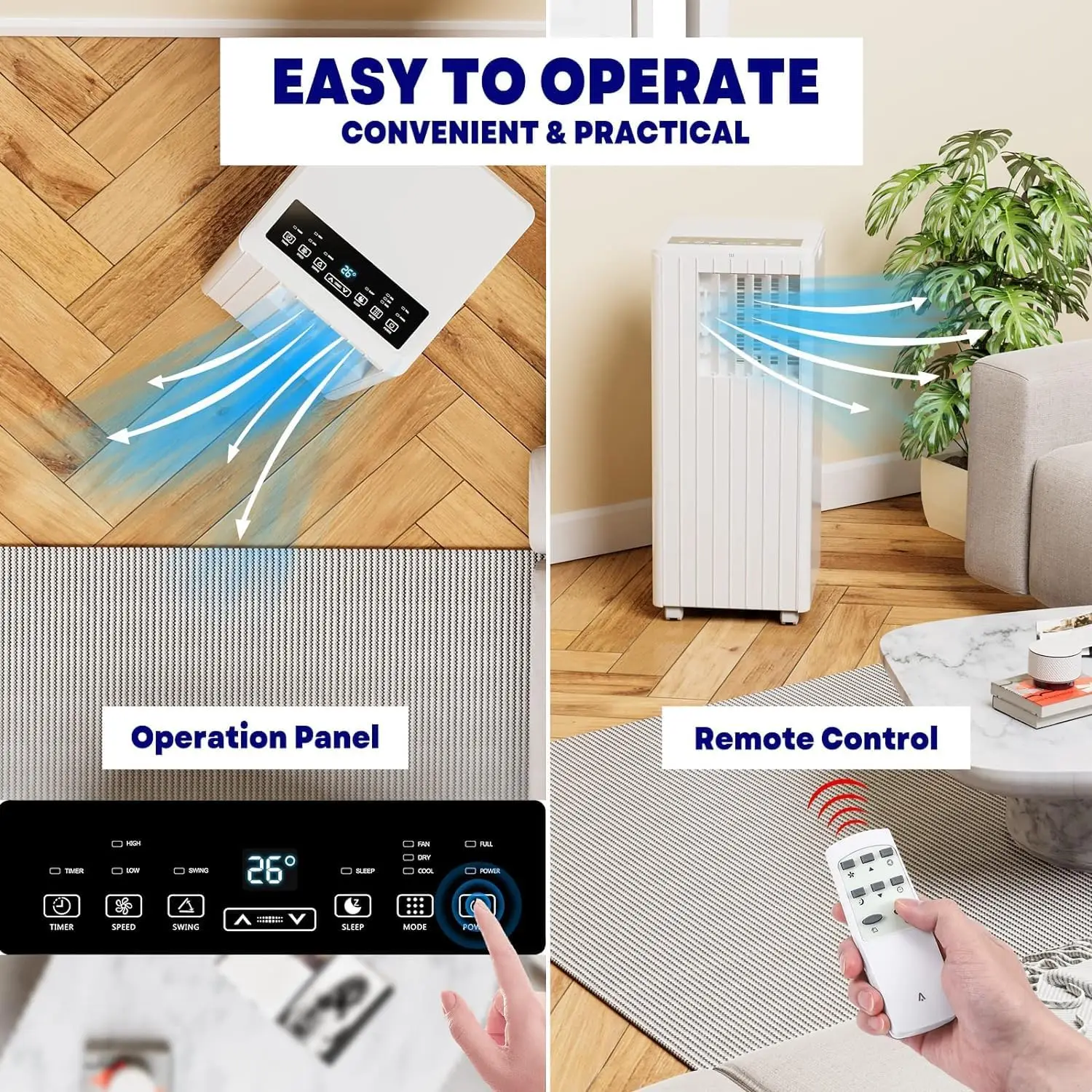 2024 Nieuwe Upate 8000btu Draagbare Airconditioner, Draagbare Ac Unit Met Ingebouwde Koel, Ontvochtiger, Ventilator, Koelt Tot 350 Vierkante Voet