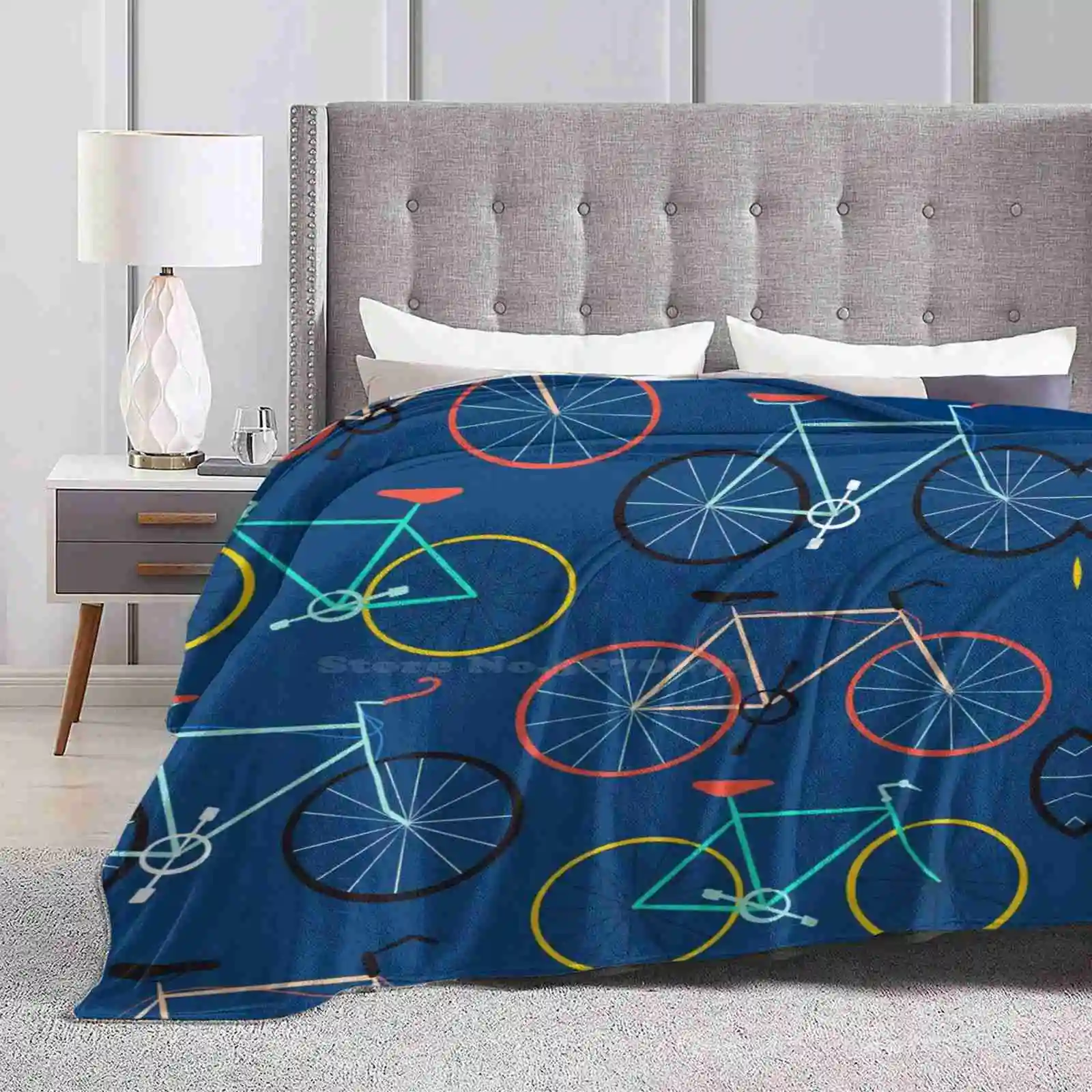 Blue Bikes Latest Super Soft Warm Light Thin Blanket Blue Bike Bicycles Riding Fitness Athletics Bright Colorful