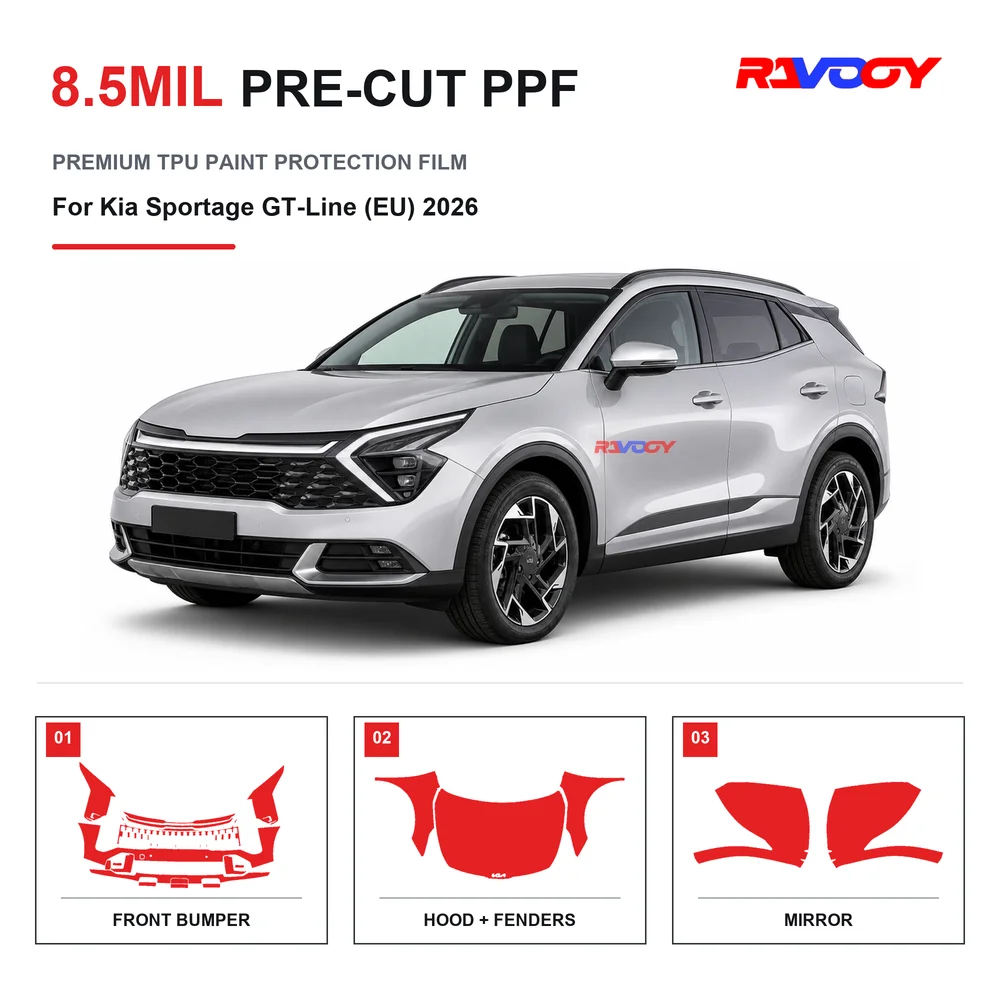 Precut PPF For Kia Sportage GT-Line (EU) 2026 8.5mil TPU Clear Paint Protection Film Self Healing Hydrophobic Stone Chip Guard