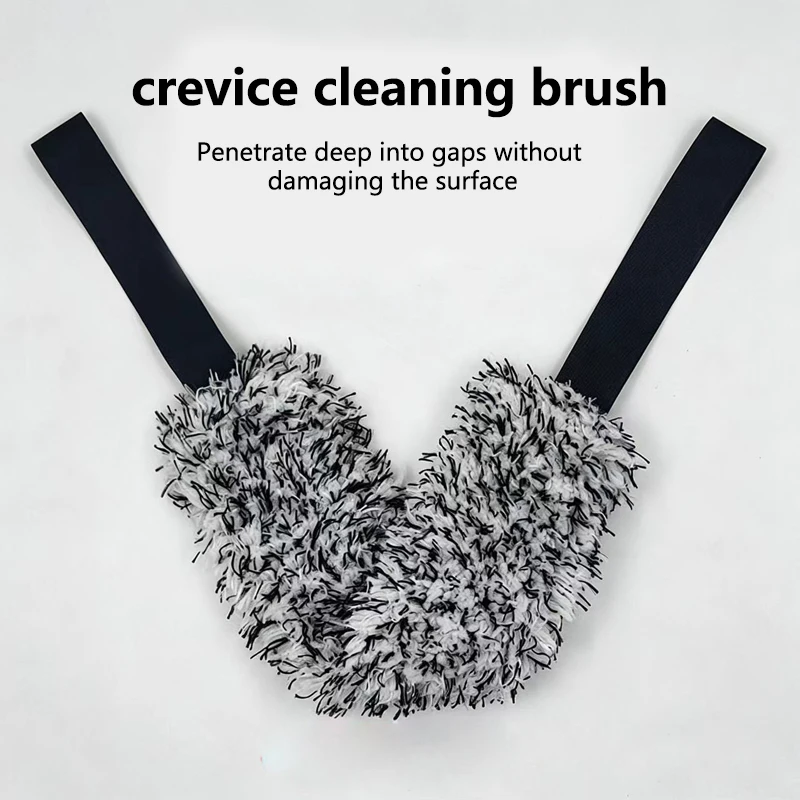Car Wheel Wash Towel Brush Two-sided Long Belt Cleaning Towel Microfiber Coral Plush Wheel Pull Belt Brush Hub Detail Towel
