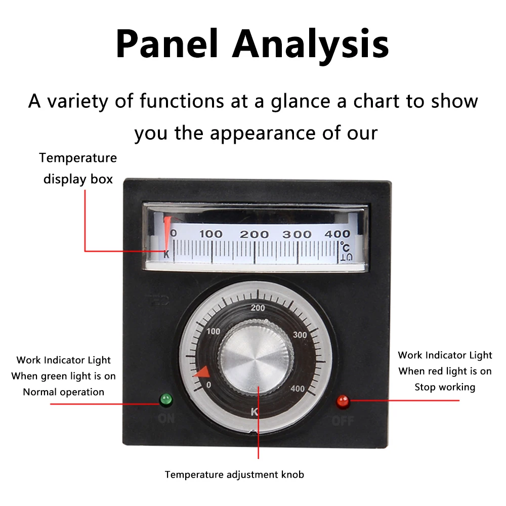 Temperature Controller K Type 0~400 ℃ 220 VAC Temperature Controller TED-2001 Pointer Thermostat