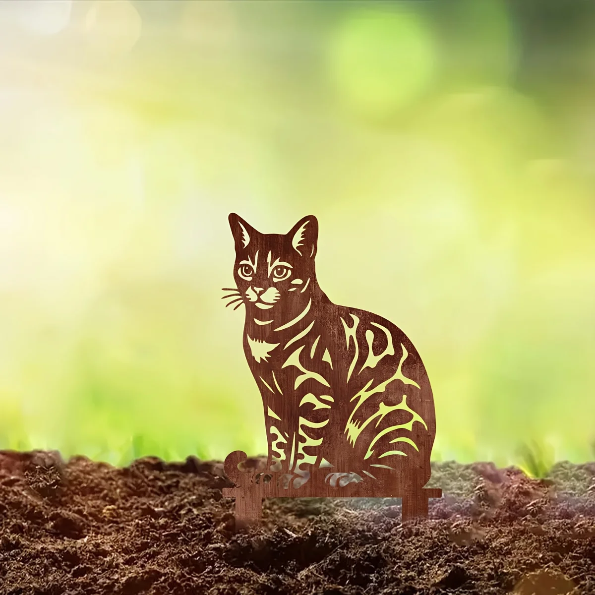 1 Stück Gartenfigur mit Mosaik-Augen-Design (Schwarz/Grau/Weiß) - Robuste Metallkonstruktion im Rustikalen Stil