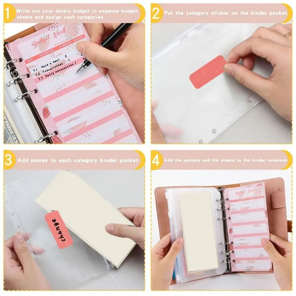 PU A6 Soft Budget Binder Planner Colorful 6 Hole Binder Pockets A6 Handbook Storage Bag Savings Money