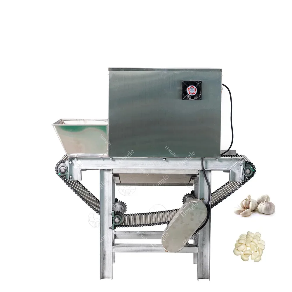 Hot Selling High Quality 400 Kg Chain Type Dry Garlic Onion Peeling Machine Auto Garlic Skin Peeler ZZHL Brand 220V High