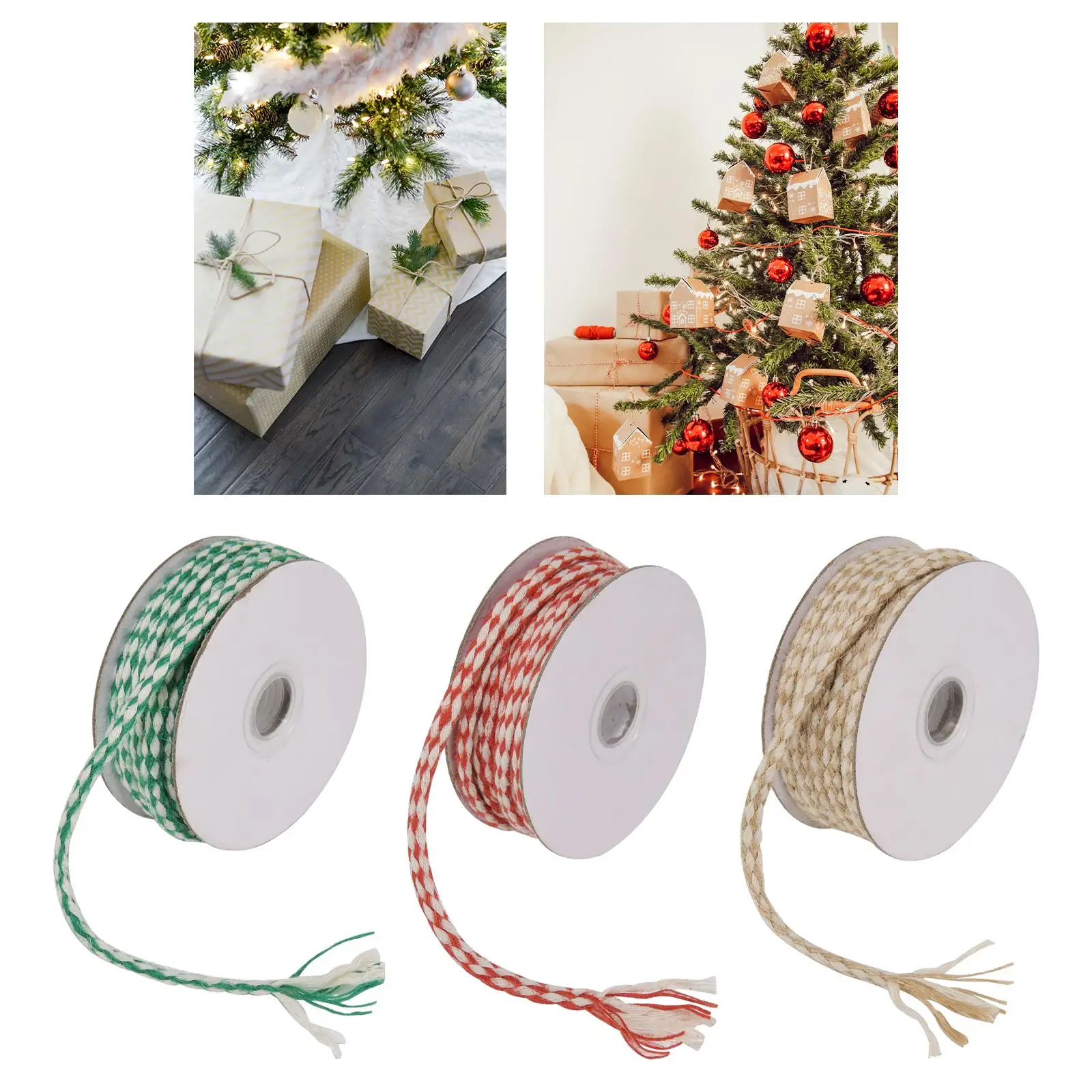 

5x Christmas Jute Twine, Gift Wrapping Twine, Colored, 10M, DIY, Weaving, Decorative Wrapping, Twine, Holiday Decoration