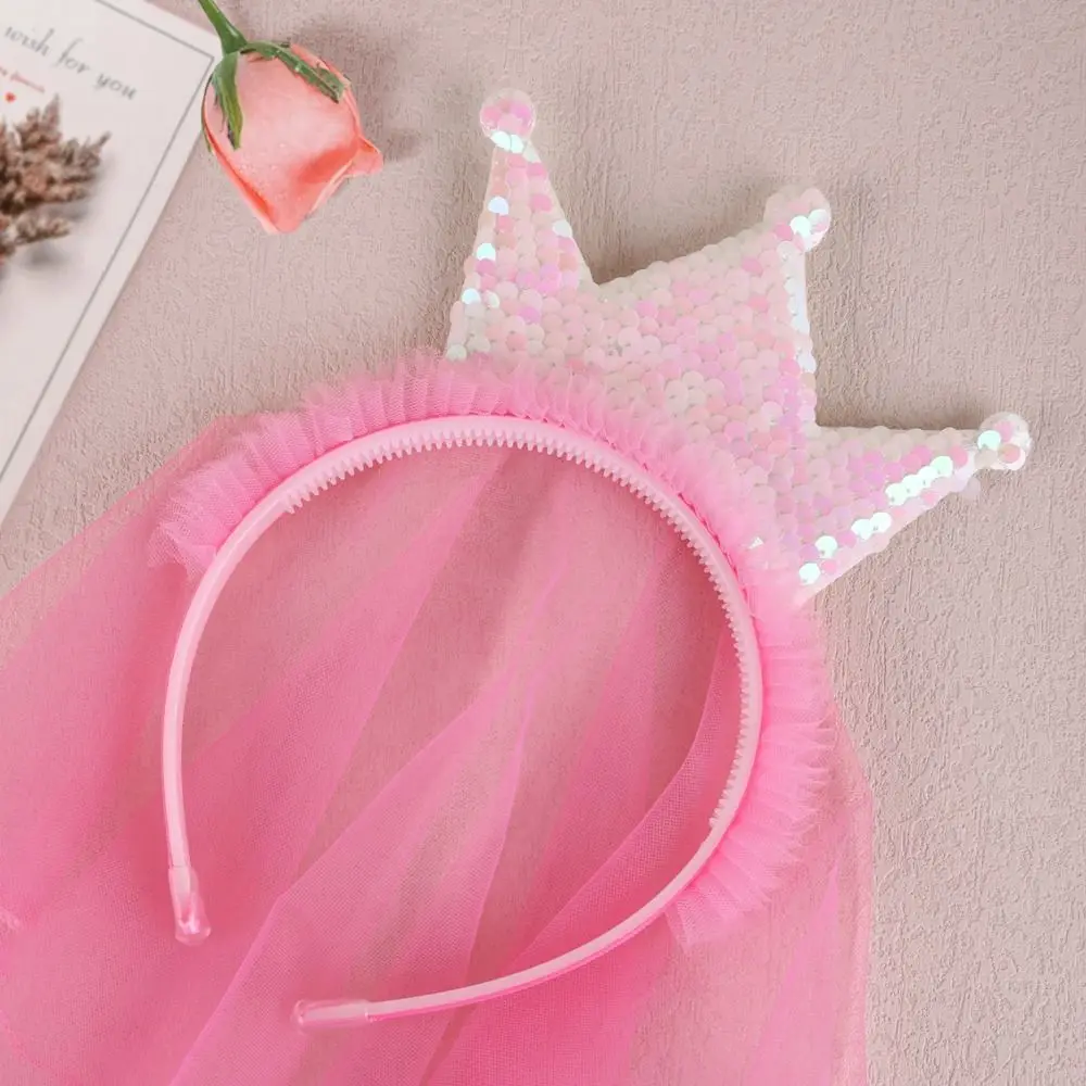 Delicate Cute Adorable Gauze Sequins Headgear Crown Headdress Kids Hair Hoop Girl Hair Band Korean Style Headband Headwear