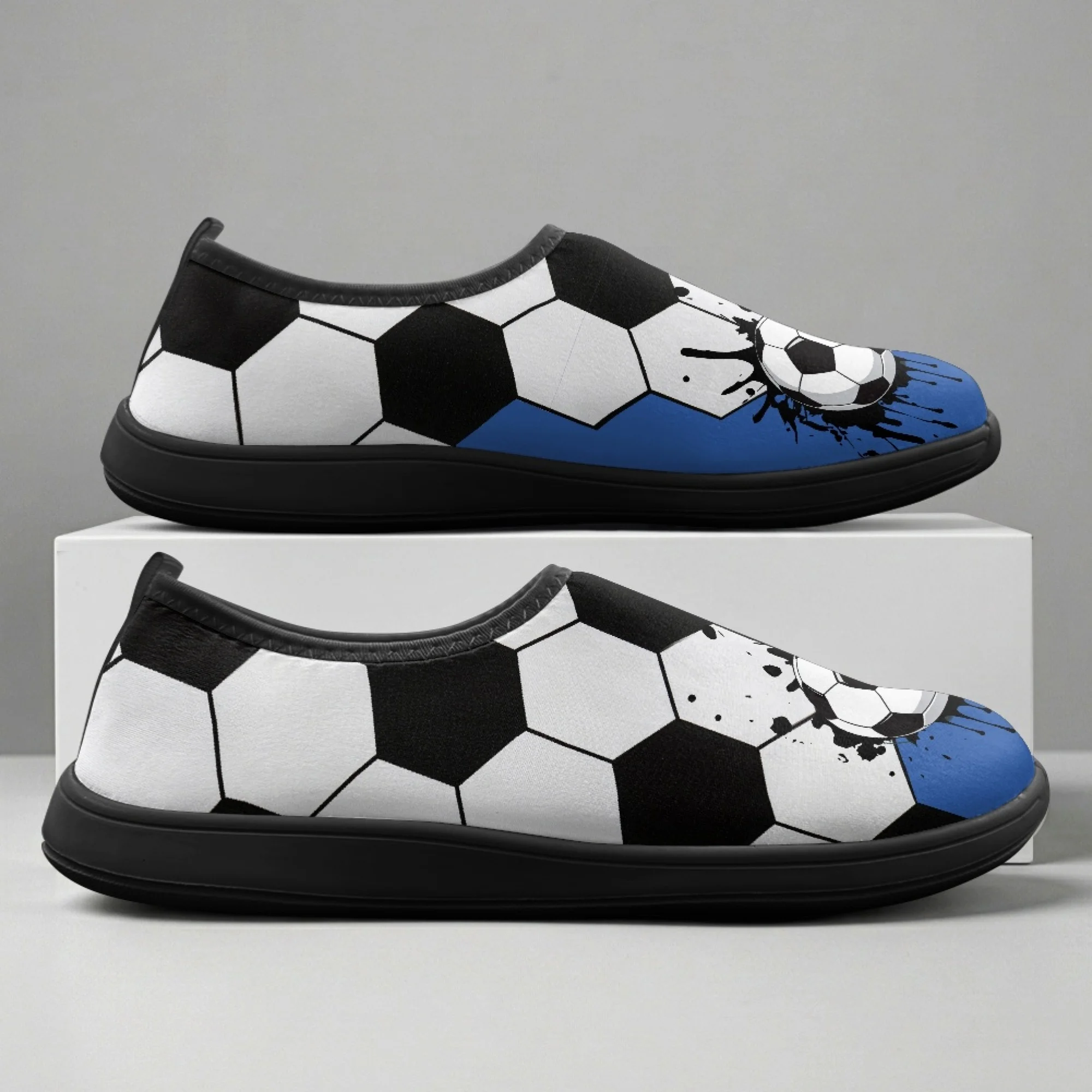 

XIXIRIMIDO Slip-on Wide-toed Shoes Soccer Print Men's Breathable Mesh Shoes Womens Fashion Summer Sneakers Walking Shoes 36-46