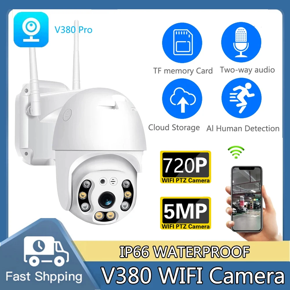 

V380 Pro 5MP Surveillance Camera 720P Smart Monitor Outdoor Wireless IP Waterproof WiFi CCTV Camera