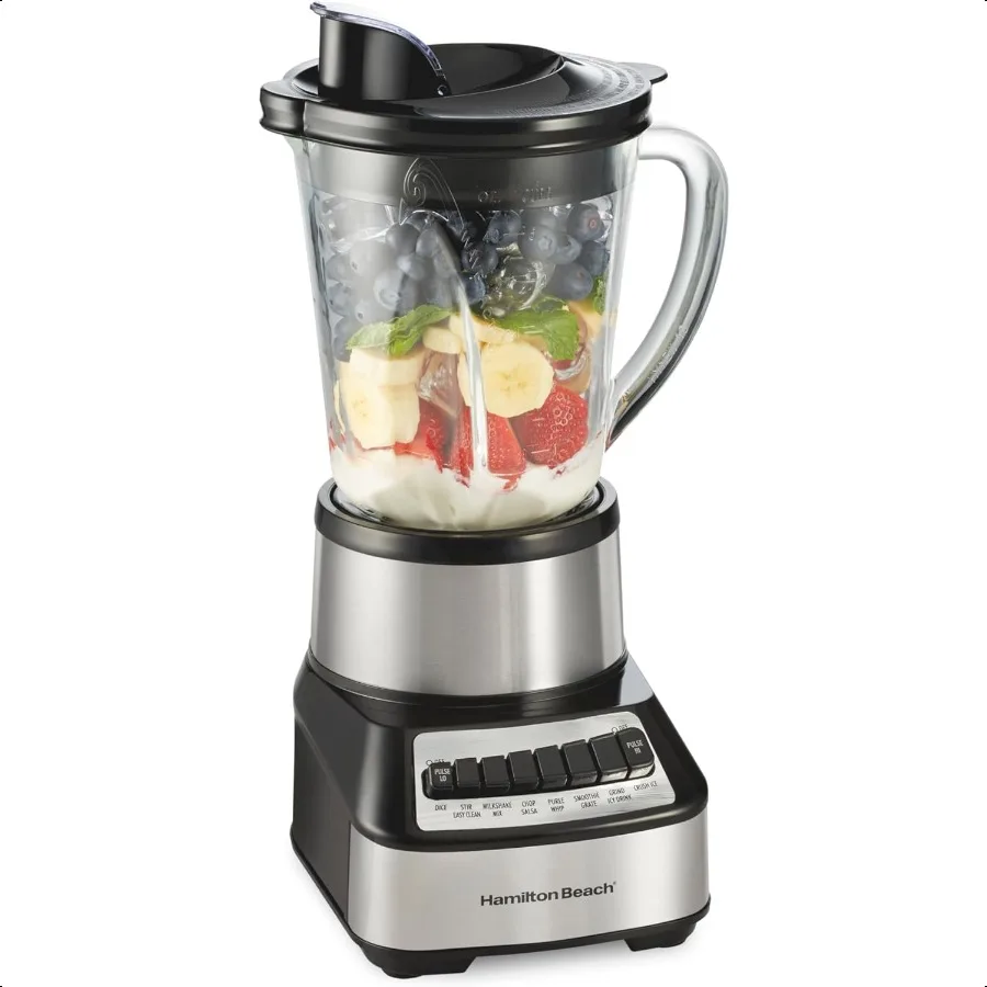 

Wave Crusher Blender For Smoothies With 40 Oz Glass Jar and 14 Functions Ice Sabre Blades 700 Watts for Consistently Smooth Res