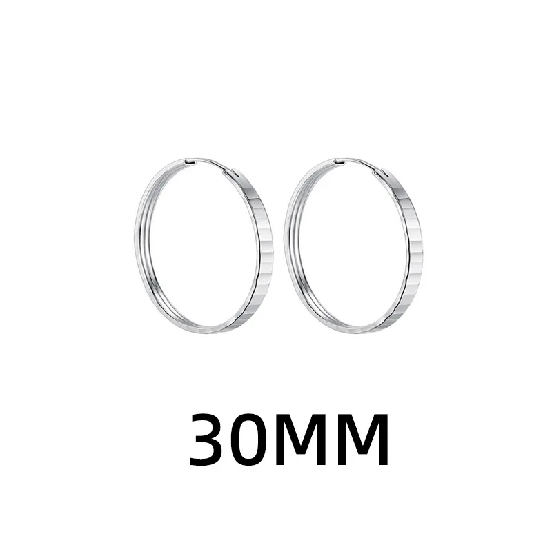 925 Sterling Silver Hyperbole Shinning Big Circle Hoop Earring For Women Girls Fake Ear Cuff Jewelry Brincos Bijoux Femme - view 3