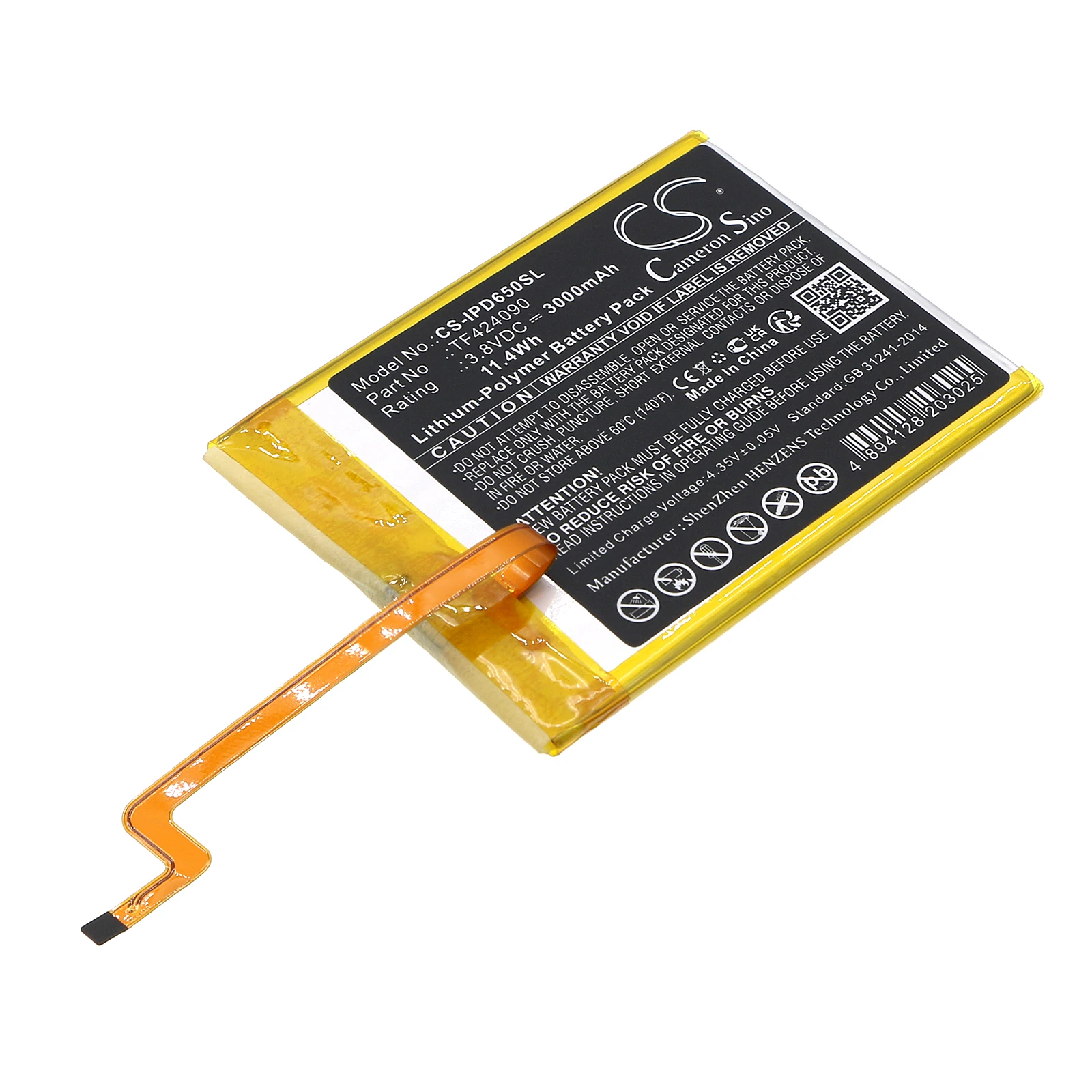 CS Replacement Battery for Apple iPod Video 5th 5.5 Gen 60GB,iPod Video 5th 5.5 Gen 80GB iFlash PN:TF424090 3000mAh / 11.4Wh