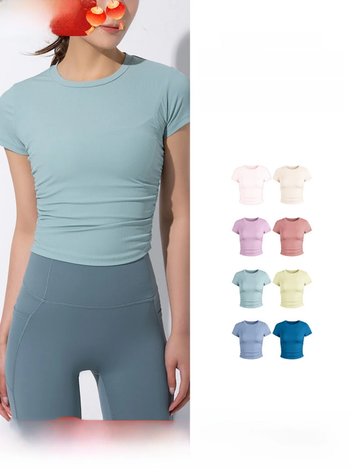 

Женский топ для йоги Thin ort Sve round Ne, приятная для кожи, дышащая, спортивная футболка для бега Qui Dry, футболка для тренировок в тренажерном зале