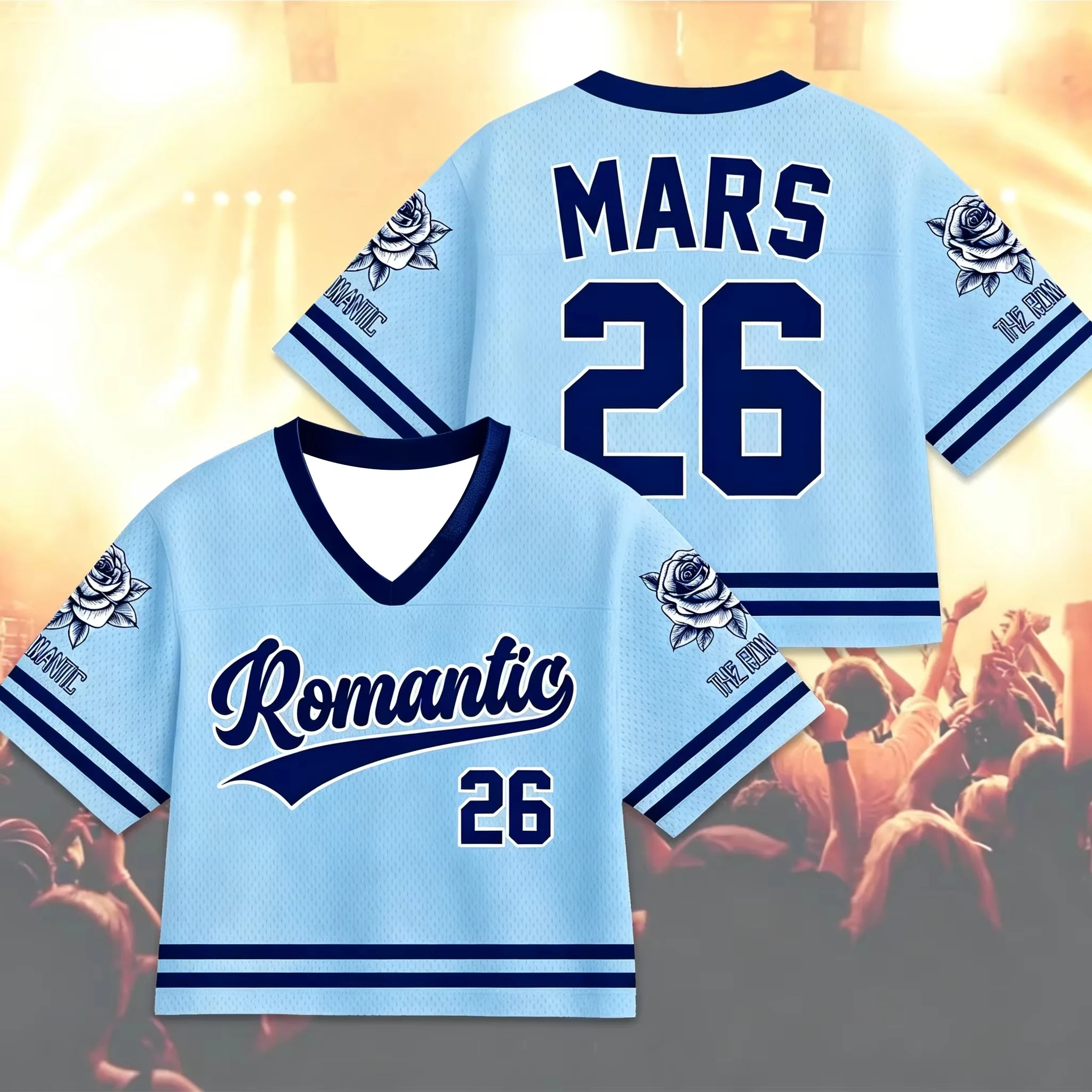 Romantic Tour Football Bruno Mars Concert Men Women Tee Adults Children Boy Gril Top Kids Parent Child Quick dry V Neck Tshirt
