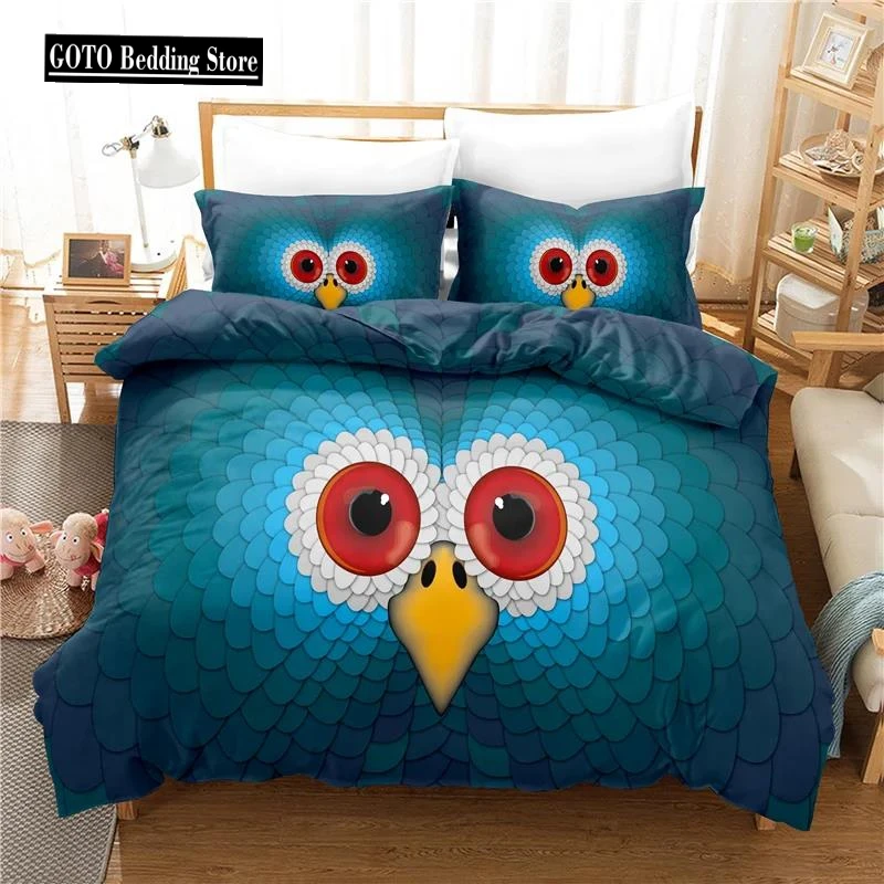 Dropshipping Bedding Set Lifelike Animal Owl Housse De Couette 240x220 Dekbedovertrek 260x240 Bedlinen Bed Cover Set Pillowcases