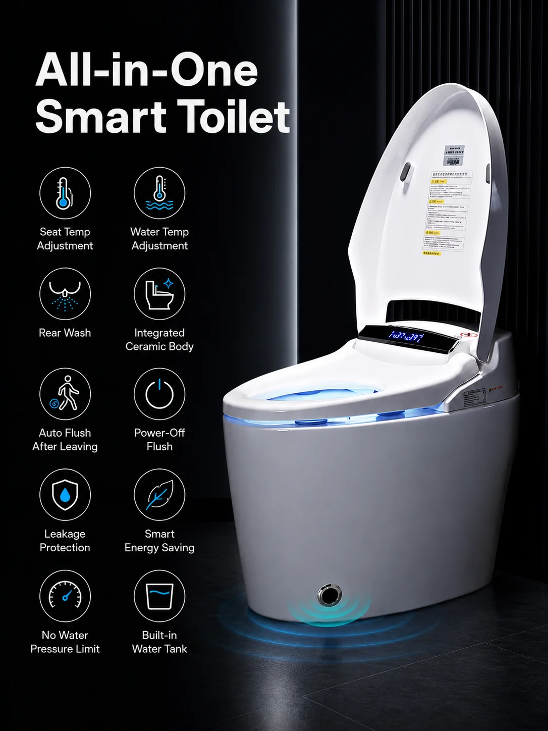 Modern Smart Toilet Auto Sensor Flush Intelligent Wc Heating Toilet Bowl Automatic Operation Smart Toilet With Remote Control