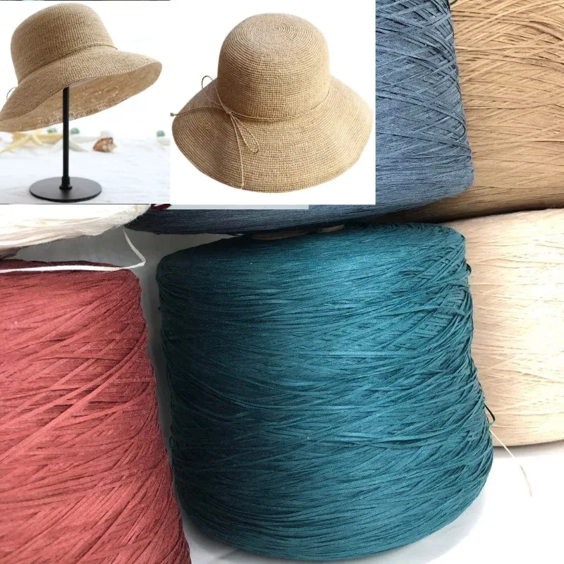 250g/Roll Ultra Fine Natural Raffia Thread Cotton Woven Grass Knitted Summer Straw Hat Bag Material Hook Line DIY Handmade