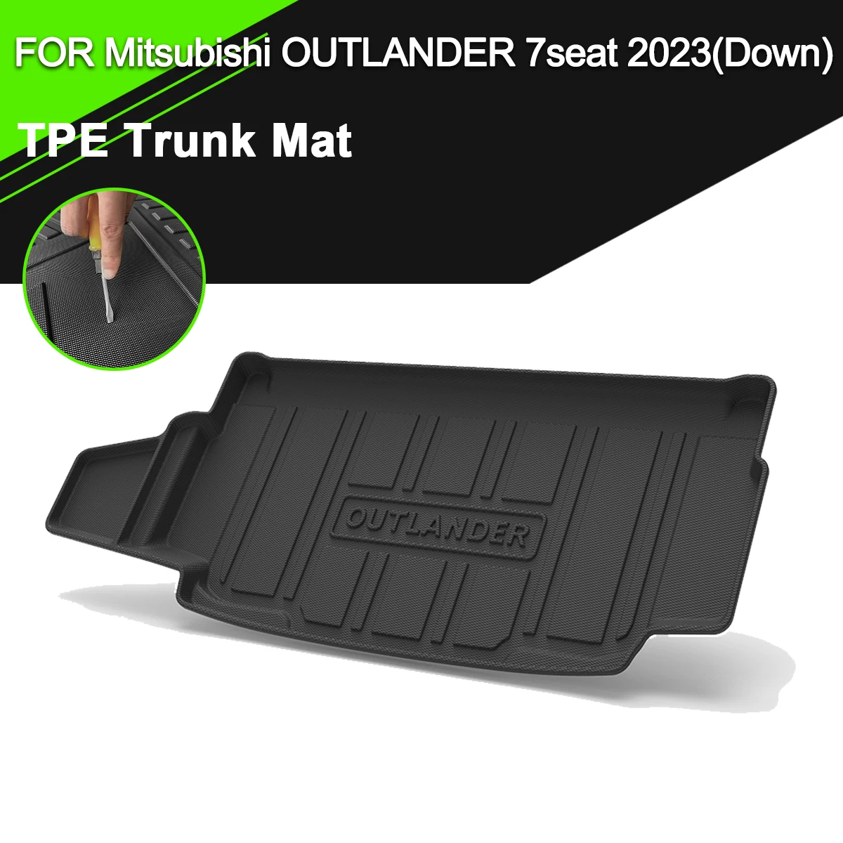 Trunk Mat  TPE FOR Mitsubishi OUTLANDER 7seat 2023（Down） Car Waterproof Non-Slip Rubber Cargo Liner Accessories