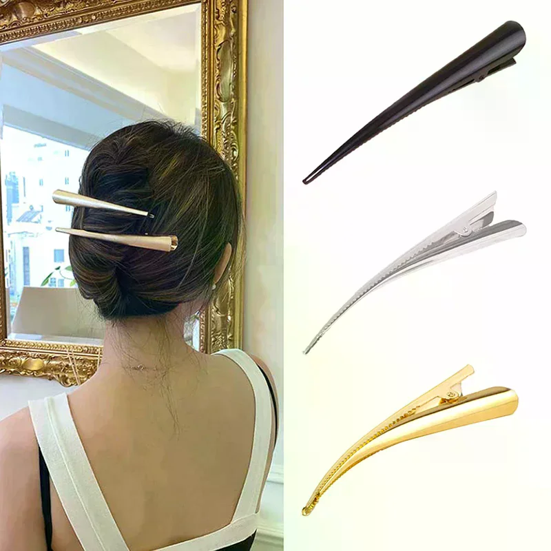 /JCS/Long Metal Hair Clips Horn Clip Hair Clamps Hair Accessories Duck Teeth Hairdressing Salon Tip Clip 5/10pcs