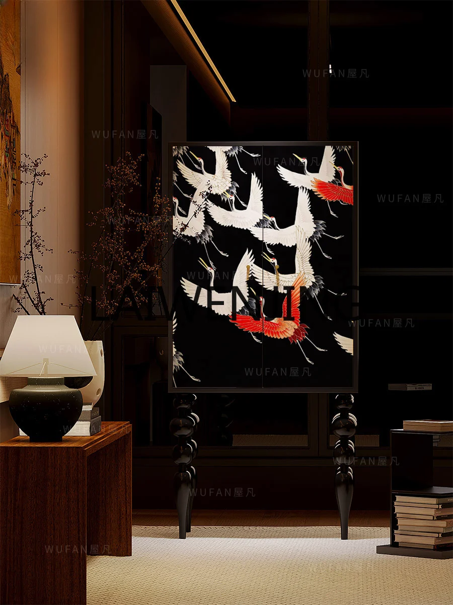 French Retro Solid Wood Storage Room Locker of Bed End Living Room Wall-Free Installation Chest of Drawers