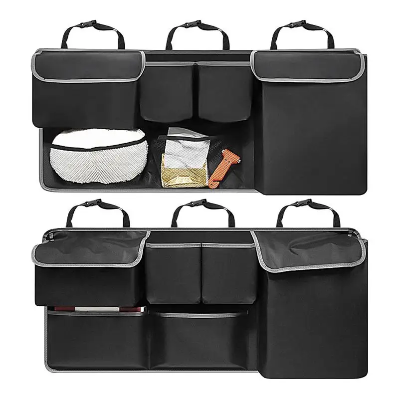 Torba do bagażnika samochodowego Składana torba do zawieszania tylnego siedzenia samochodu Tkanina Oxford Wiele kieszeni Organizery z 2-siatkową torbą do wnętrza samochodu