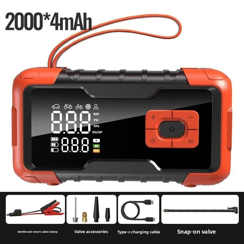 5-in-1 Car Jump Starter with Air Compressor, 150PSI 12V Portable Power Bank Tire Inflator Emergency Battery Booster LED Light Sa